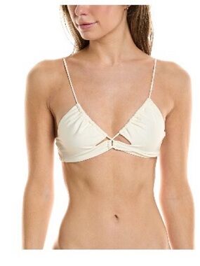 DEVON WINDSOR Cream Triangle Bikini Set with Front Cutout XS Bottom, M Top